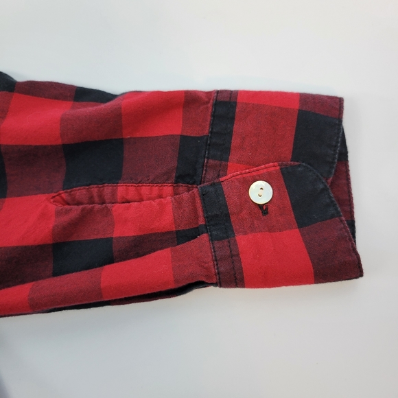 Foxcroft Womens Button Up Check Blouse Red Black Size 10 - Picture 12 of 12